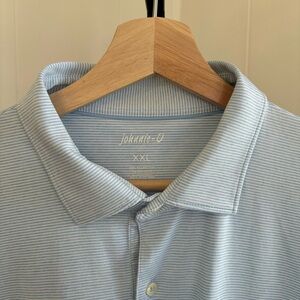 Johnnie O Blue Stripe Cotton Slim Fit Golf Polo Shirt Mens XXL Longbow Club